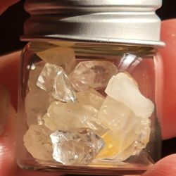 Natural Clear QUARTZ  Crystal Inside A Glass Specimen Jar 1.2" Jar Filled 