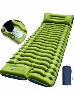 FUN PAC Camping Sleeping Pad, Ultralight Camping Mat with Pillow, Built-in Foot Pump Inflatable Sleeping Pads Compact for Camping Backpacking Hiking T