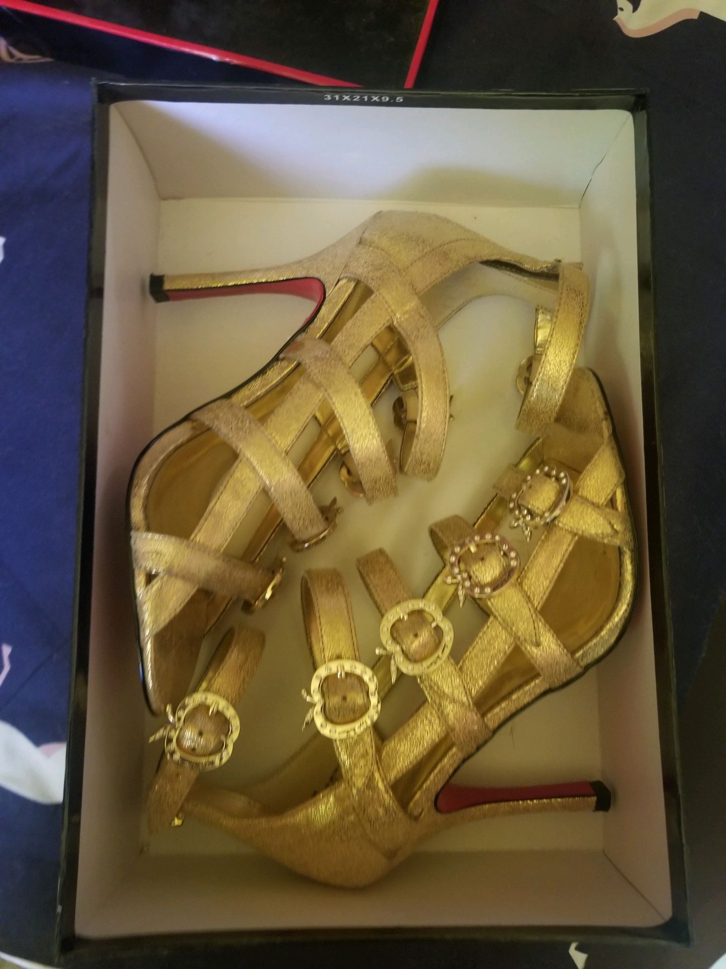 Apple Bottoms gold high heels