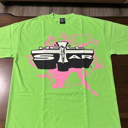 Hellstar Studios Jesus Cross Emblem Neon Green Tee Shirt