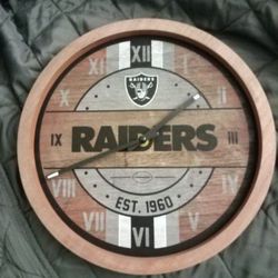 Wood NFL Raiders Wall Clock