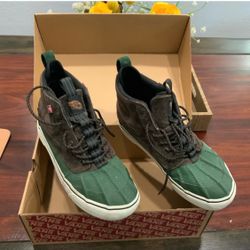 Vans Green & Brown High-Top Quilted Toe Sneakers Sz 10