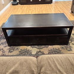 Pottery Barn Solid Wood Coffee Table with 3 Drawers