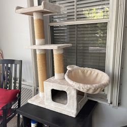 45" Multilevel Cat Hammock Climbing Tower Tree Loft Bed Scratching Posts
