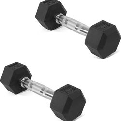 New Hex Dumbbells Rubber Coated Hand Weights Pairs for Exercises and Fitness, Multiple Sizes