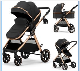 Accombe 2 in 1 Baby Stroller, Convertible Bassinet Pushchair