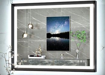 TokeShimi Black 40x30 Inch Frame Bathroom Mirror with Front Lights and Backlit