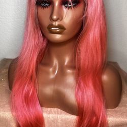Pink HD Lace Wig Human Hair 26”