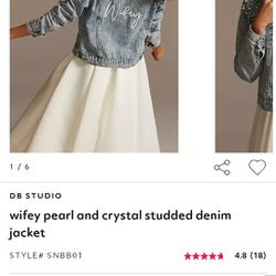 Wifey Pearl And Diamond Stud Jean Jacket 