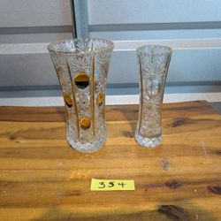 Crystal Glasses Golden Enamel - Set Of 2 - Made In Italy