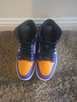 Air Jordan 1 Mid Purple Orange High-Top Sneakers