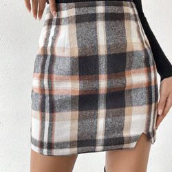 Plaid High Waisted Skirt