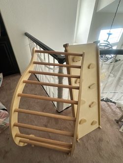 Wood play climb and slide.