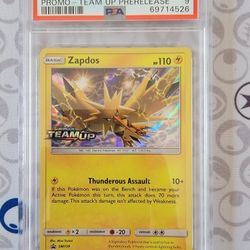 Zapdos Team Up Prerelease Stamped Promo PSA 9