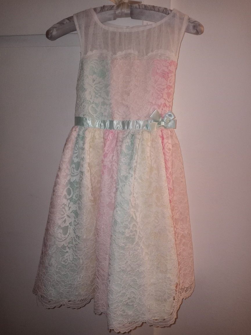 Girls Lace Rainbow Dress Church Wedding Party Birthday Size 8 New Jona Michelle