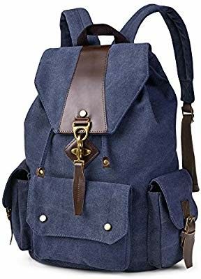 Christmas gift canvas Backpack Vintage Canvas Leather Backpack Casual Bookbag Laptop Backpacks Travel Rucksack for Men Women