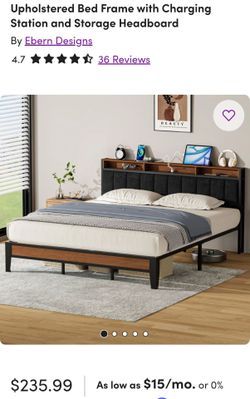 California King Upholstered Bed Frame w/Charging Station