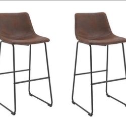 Metal Brown Rustic Bar Height Bar Stools with Back and Footrest (Set of 2)