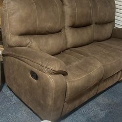 Brown Fabric Sofa Recliner 