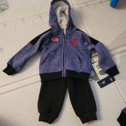 Baby Polo Jacket and Sweats Outfit- 24 months