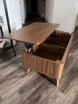 Fluted coffee table with lift top and storage (for sale)