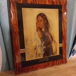 Southwestern Indian Women Wood Clock..size 2ftx 1ft...works Great!!
