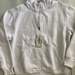 Shaka Brand White Zip Jacket With Hood Size Large