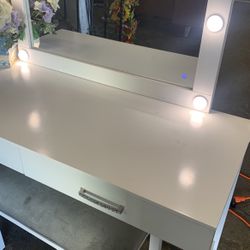 White vanity stool $400