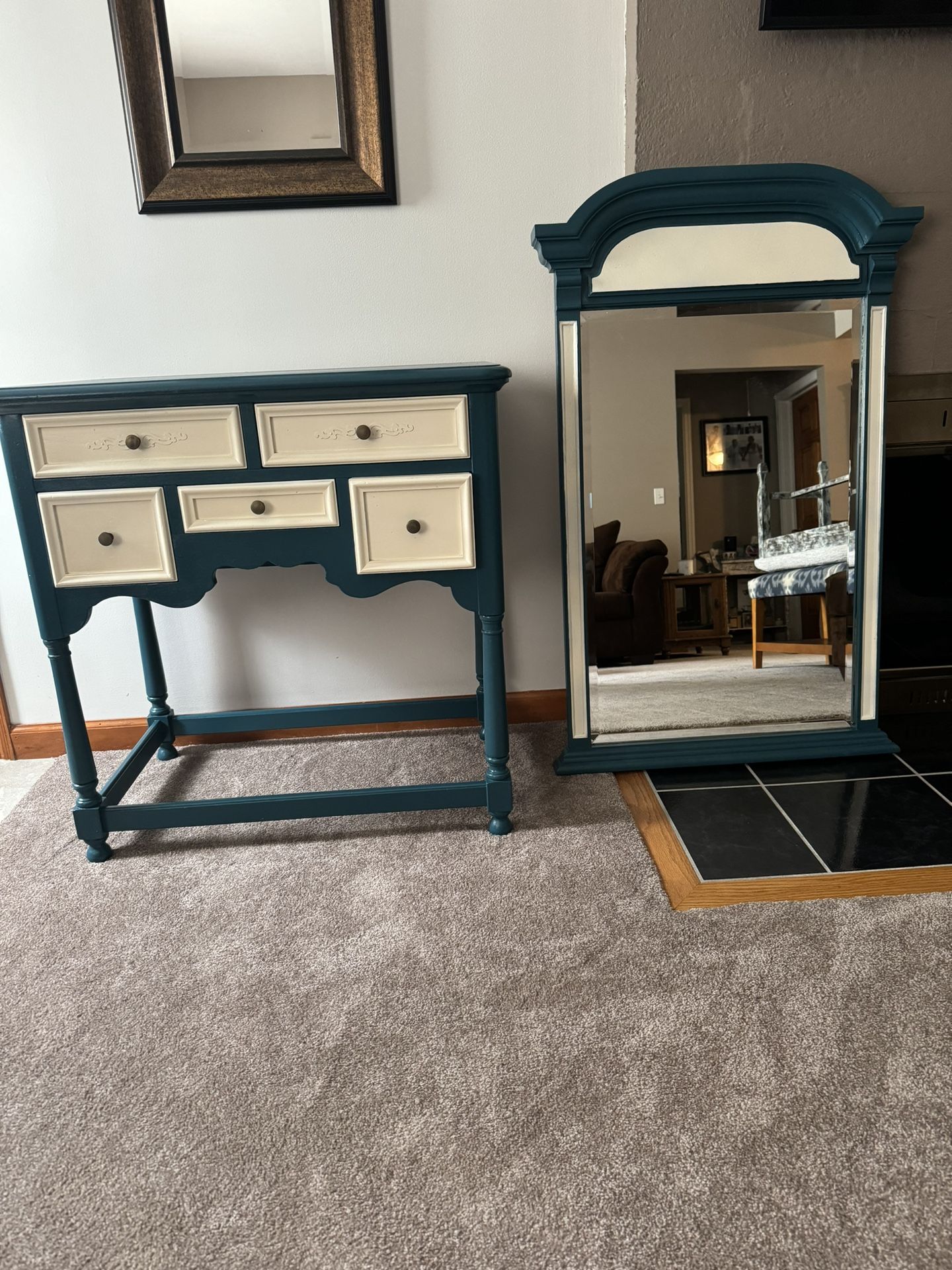 Table With Storage And Large Mirror