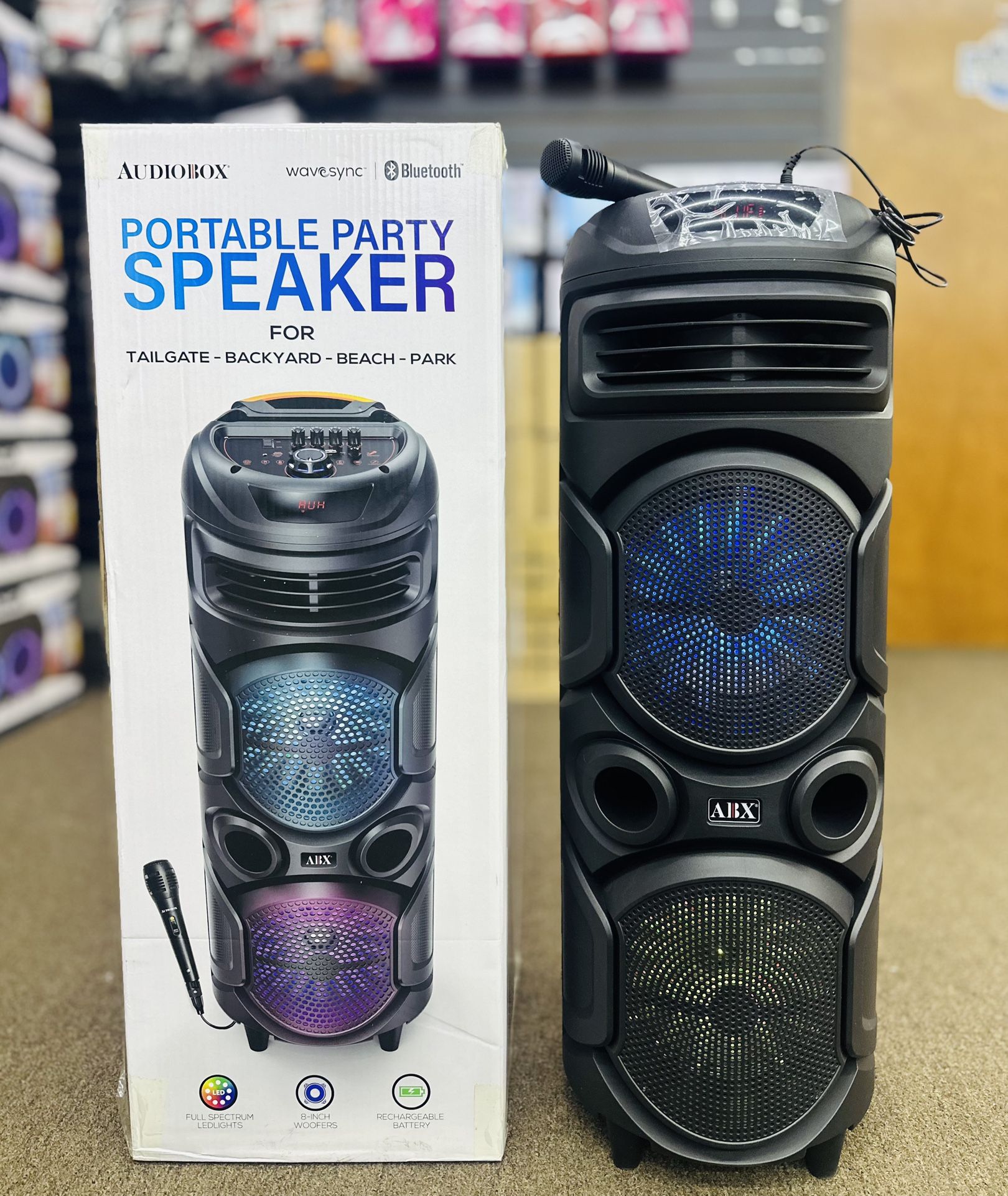 Rechargeable Portable Bluetooth Party Speaker with Wired mic