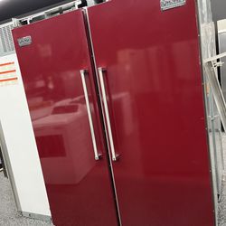Red Viking Professional Built In 60” Column Set Fridge & Freezer