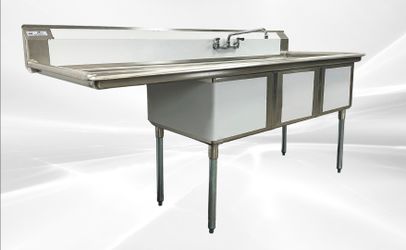 NSF Left One 3 Compartment Sink With Faucet S3C182414-24L-318