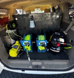 Small wooden auto detail set up
