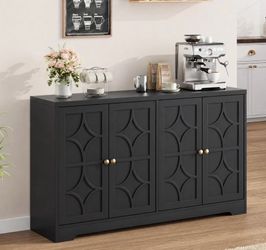 Sideboard Buffet Cabinet with Storage, 56" Modern Sideboard, Black