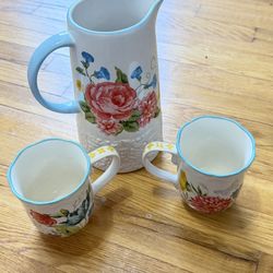 Floral Pitcher & Cups Set