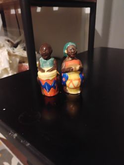 Vintage African Caribbean Drummer Salt And Pepper Shakers 