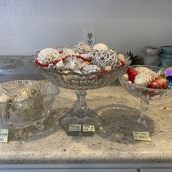 LOVELY CRYSTAL PIECES~JUST IN TIME FOR THE HOLIDAYS!  3 Piece Heavy Hand cut ANTIQUE Crystal~ Hand Cut Is Typically Heavier than your Normal Crystal~