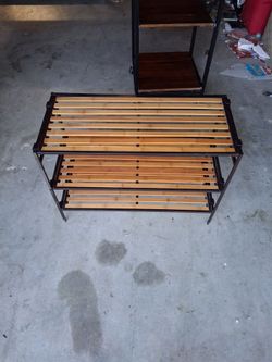 3-Tier Metal and Wood Shoe Rack