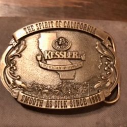 Vintage Solid Brass Belt Buckle Kessler 1993 American Whiskey Smooth As Silk Limited Edition 930385