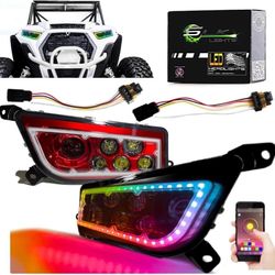 SLK-Customs RZR LED Headlights Polaris General, RZR 900s, razor 1000 XP Turbo (2015-2019) Red.