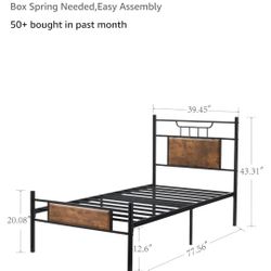 Twin Bedframe With Wood Head Board