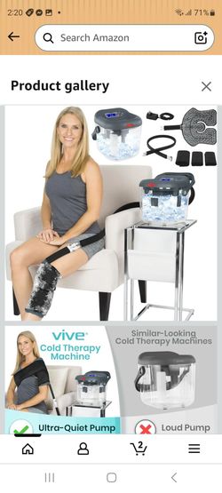 Vive Ice Machine for Knee & Shoulder After Surgery - Cold Therapy for Hip Replacement - Large Cryotherapy Pad with Quiet Pump - Flexible Cuff Unit for