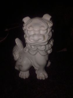 White Ceramic Foo Dog Figurine