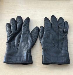 Fratelli Orsini Italian Sheepskin-Lined Luxury Black Leather Gloves (Size Small)