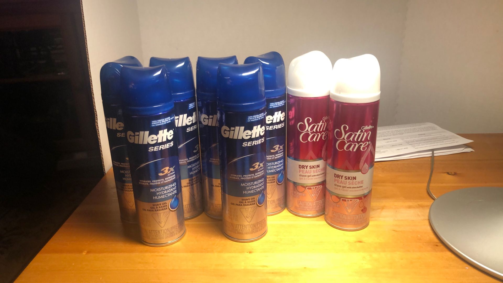 8 Full Size Cans Of Shave Gel Moisture Hydrating Gillette New