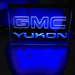 GMC YUKON LED NEON BLUE LIGHT SIGN  8x12