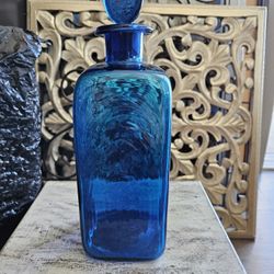 Hand Blown Glass Bottle With Topper