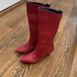 Marco Italian Leather Boots 40 Red/Bordeaux 