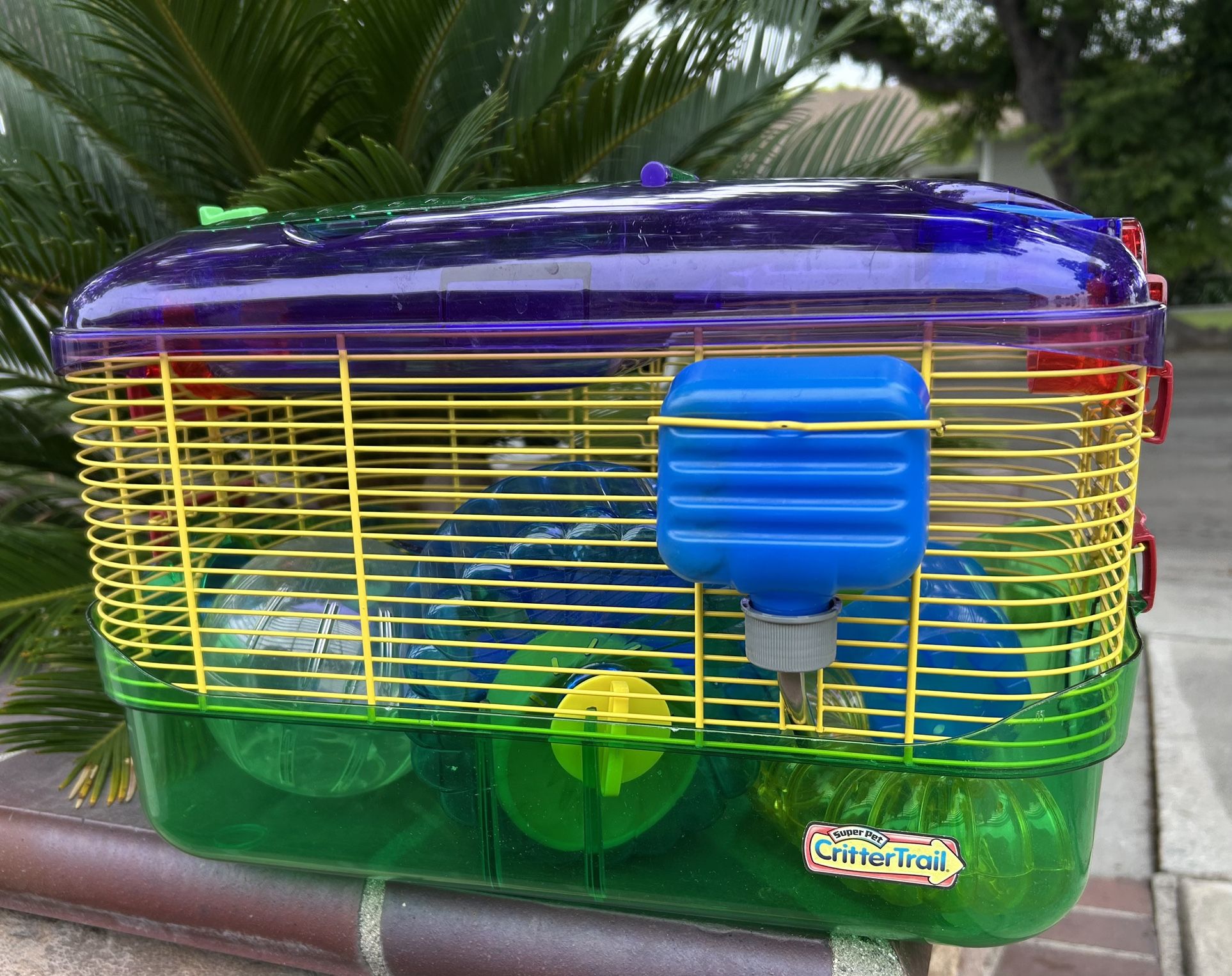 Critter Trail Hamster Condo Cage Habitat with Running Wheels, Travel Ball And Toys