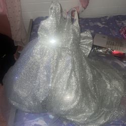Silver Flower Girl Dress 